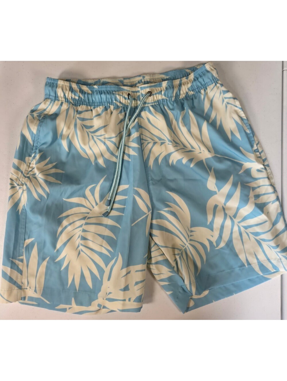 U.S. Apparel Men’s Swim Shorts Size M Blue/White Tropical Drawstring